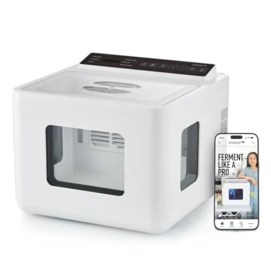 

Умная ферментационная машина 12,8 л для йогурта, комбучи, кимчи, натто, темпе, закваски - из нержавеющей стали, черная, с температурным диапазоном 50-115°F