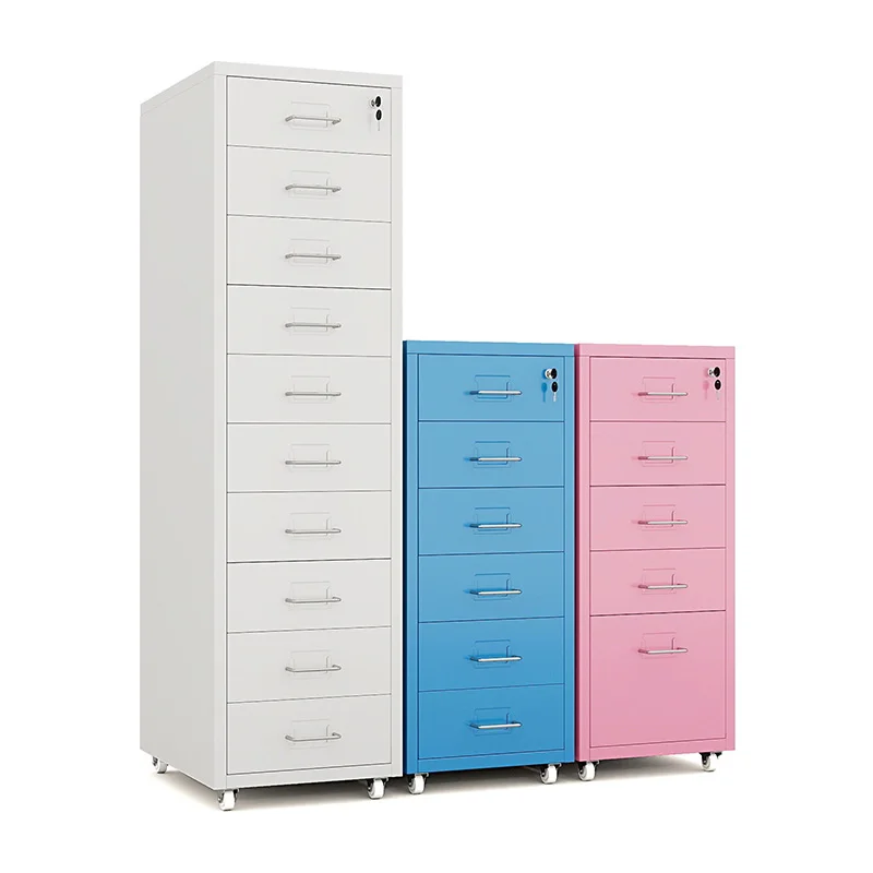10-Drawer Iron Metal Trolley Dresser Multi-Functional Cabinet