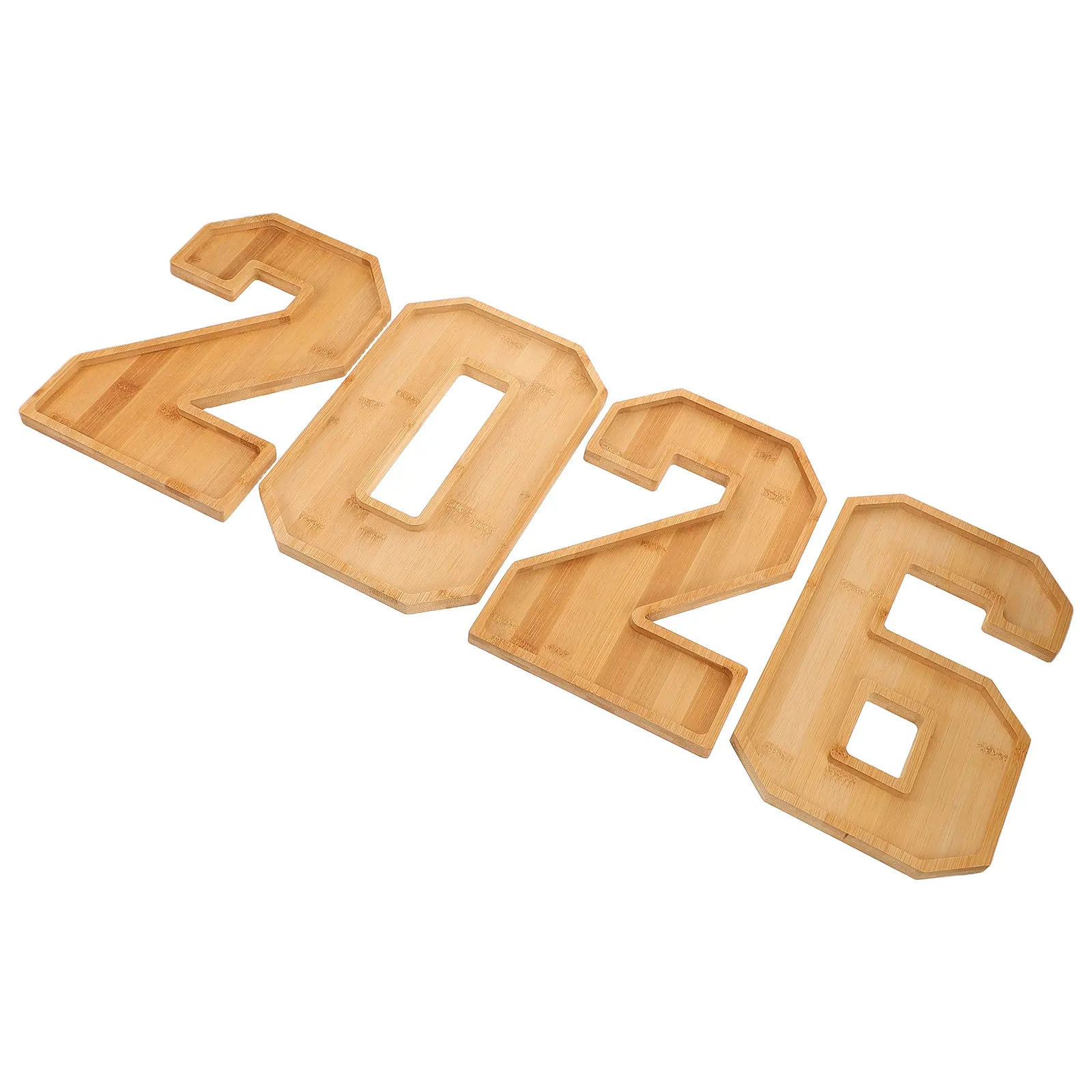 

1 Set 2026 Number Charcuterie Tray Rustic Wooden Divided Serving Board Party Graduation Cheese Fruit Snack Platter