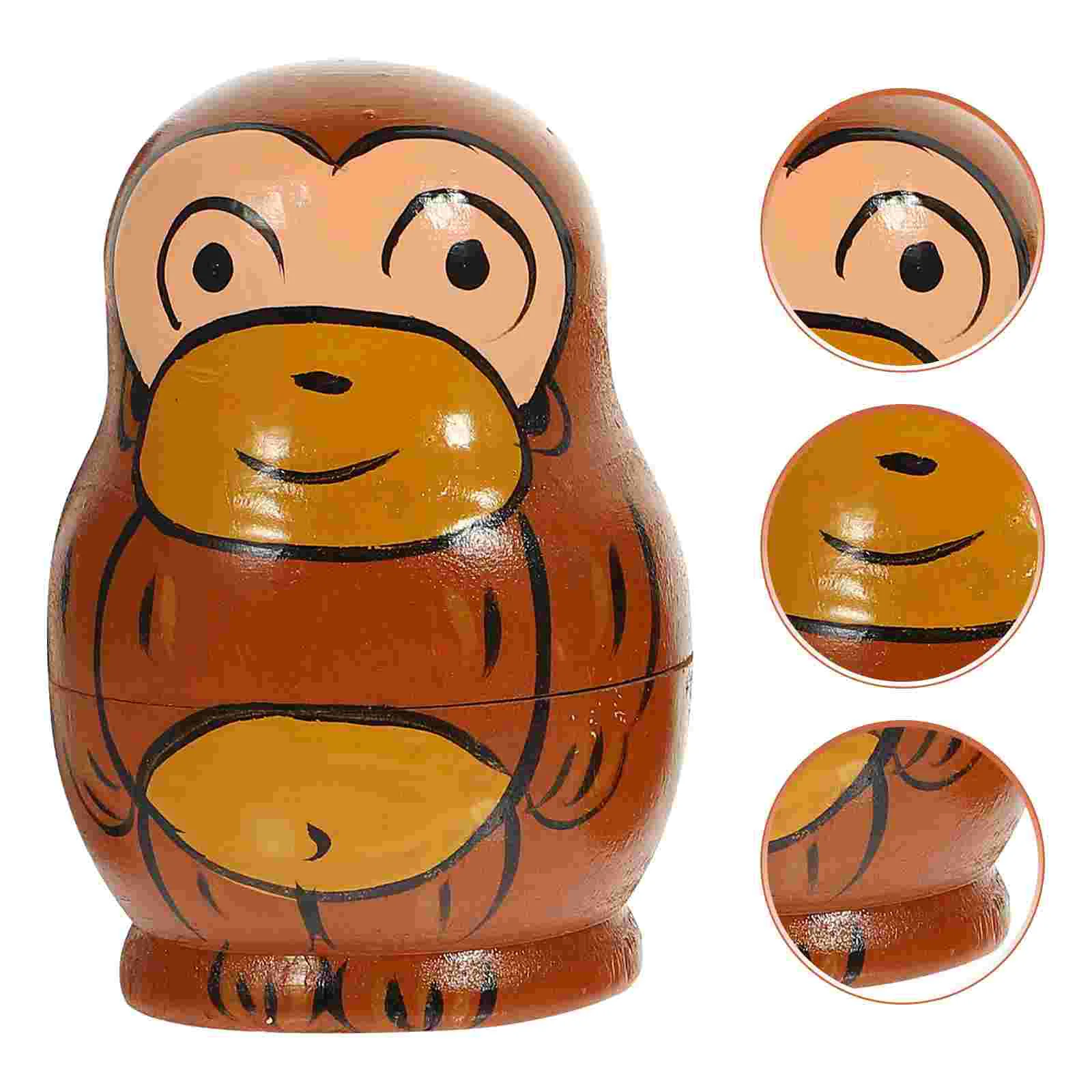 

Matryoshka Wooden Nesting Dolls Funny Cartoon 5 Layers Stacking Toys Russian Monkey for Kids Lovely Panda Handicrafts