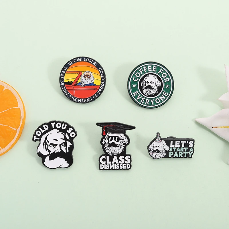 ماركس فئة المكسورة المينا دبابيس الخاسر نحن الاستلقاء وسائل الإنتاج دبابيس شارة التلبيب هدايا مجوهرات مضحكة