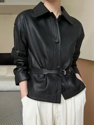 Leather Genuine Women Jacket Spring 2024 New Short Fashion Single-breasted Belted Real Sheepskin Coat куртка кожаная женская