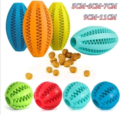Juguetes suaves para mascotas, pelota Natural divertida, juguete para masticar para perros, pelota de comida limpia para dientes de perro, pelota de goma Extra resistente, animales para perros