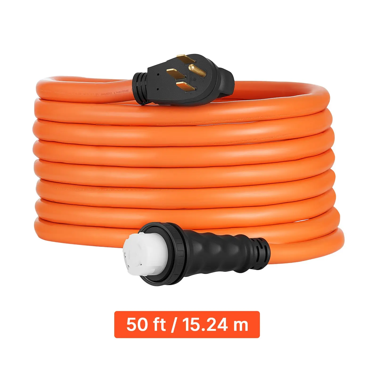 50 Amp Generator Cord, 50 Feet, 125/250V RV Power Cord NEMA 14-50P to SS2-50R with Twist Lock, Grip Handle, Heavy Duty 6AWG/3 + 8AWG/1 Generator Cable, for RV Camper Generator to House, Orange