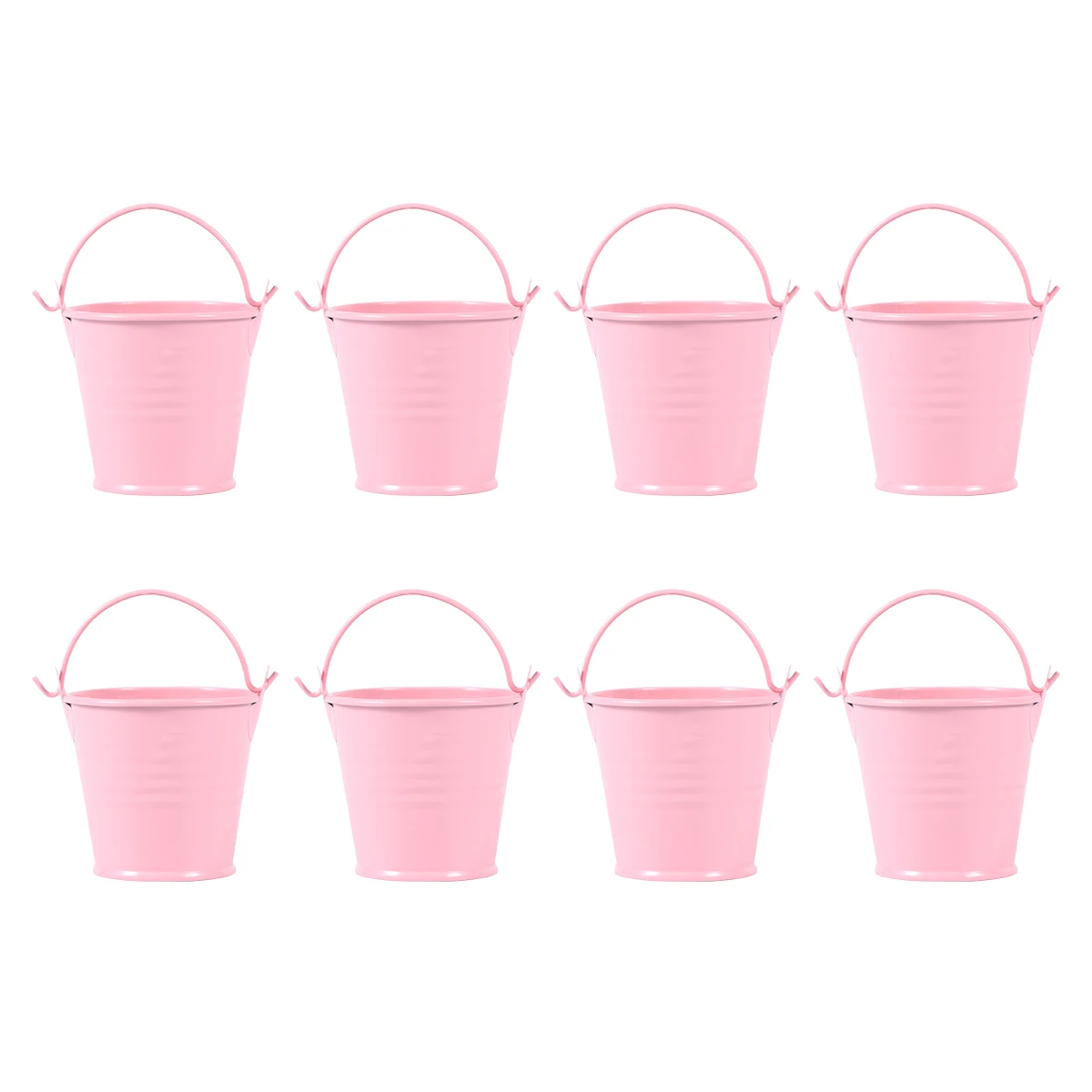 

8pcs Small Iron Buckets Mini Metal Planters Flower Pots Succulent Containers Candy Colored Durable Safe Simple Handle Design
