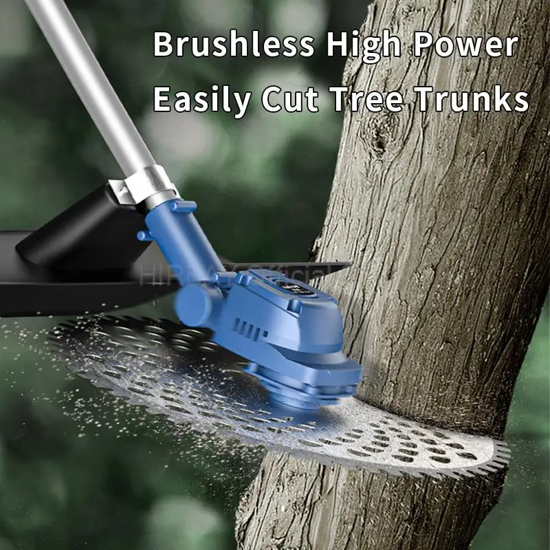 เครื่องตัดหญ้าไร้สายแบบไร้แปรงถ่าน เครื่องตัดหญ้าไฟฟ้าสำหรับใช้ในบ้าน พร้อมใบมีดสองใบ เครื่องมือตัดหญ้าในสวนน้ำหนักเบา