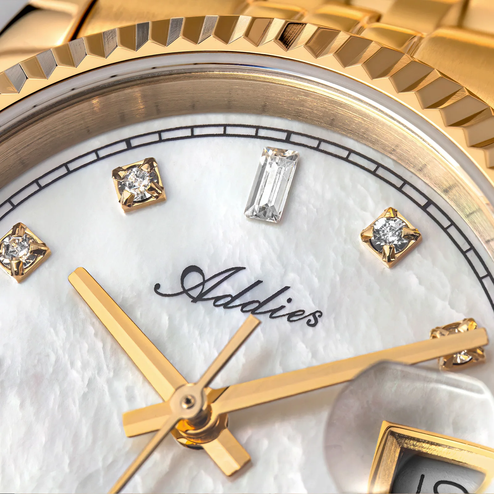 ADDIES Stainless Steel Date Display AW25905 Wristwatches Czech Rhinestones Sapphire Glass Watches Waterproof Gold Watch Ladies - view 3