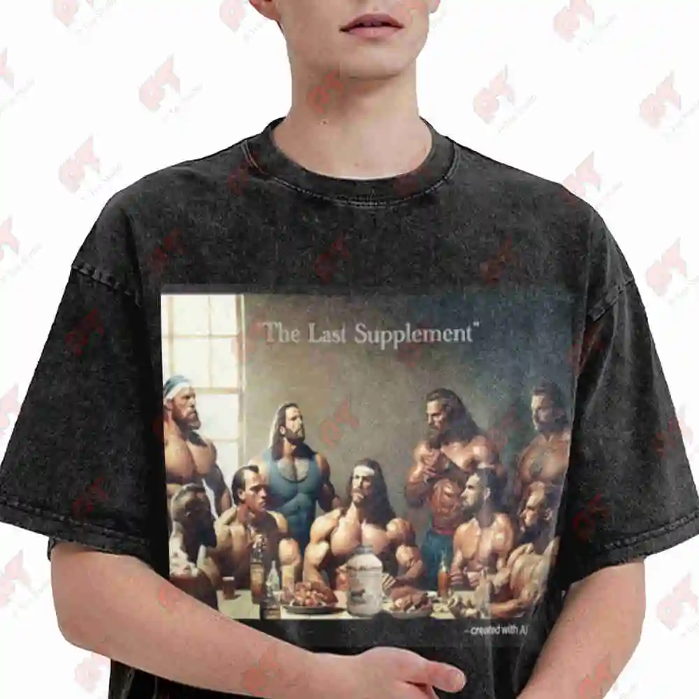 Funny Bodybuilding The Last Supplement Vintage Washed Tee Pure Cotton T-Shirt