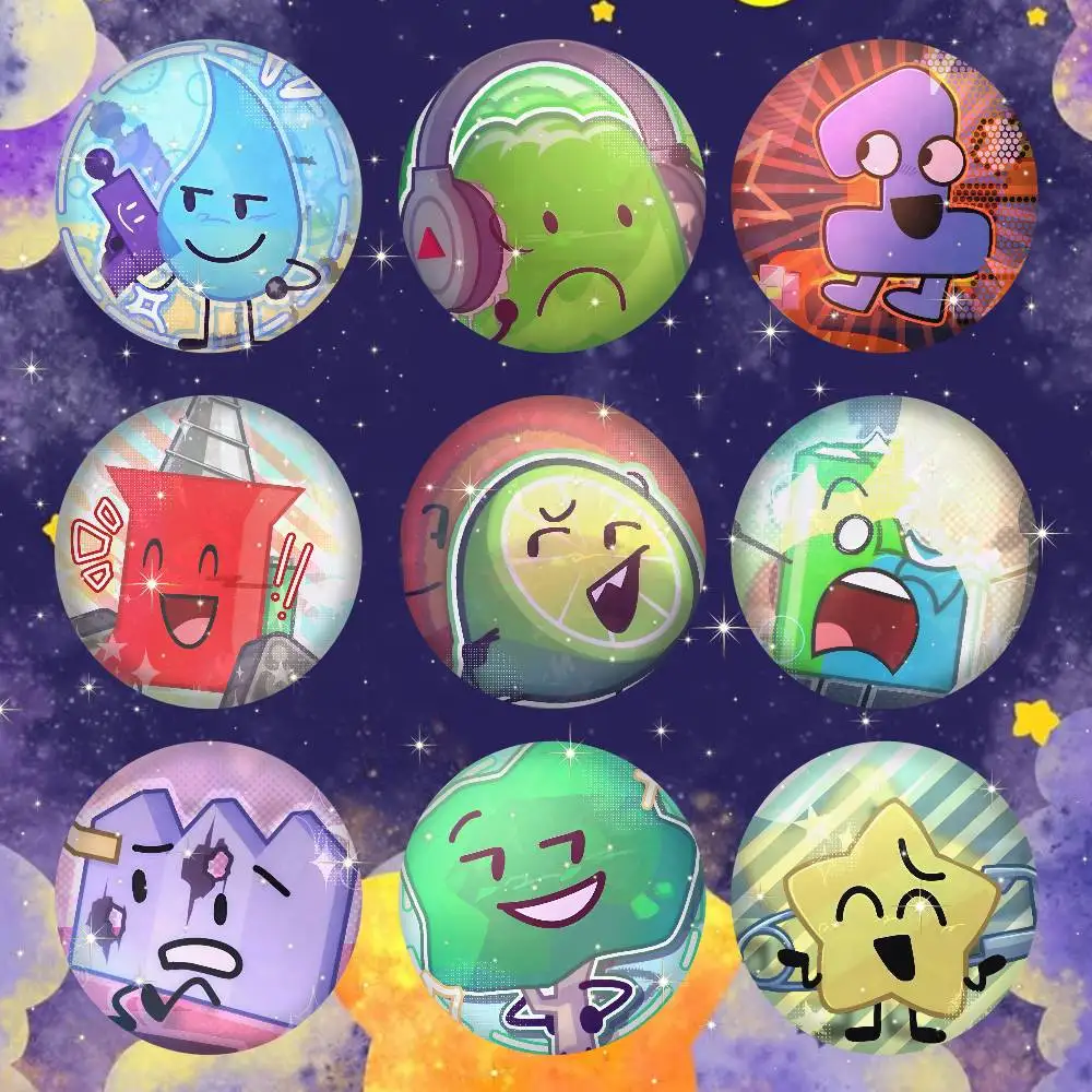 For Dream I-Island BFDI Round Snap-in Brooches Rock Band Lapel Pins Badges Fan Collection Accessories Jewelry Handmade Gifts