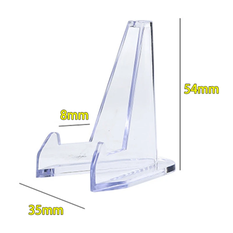 Plastic Mini Clear Acrylic Coin Triangle Display Stand Holder Transparent Small Easel Business Card Challenge Medal Support Rack