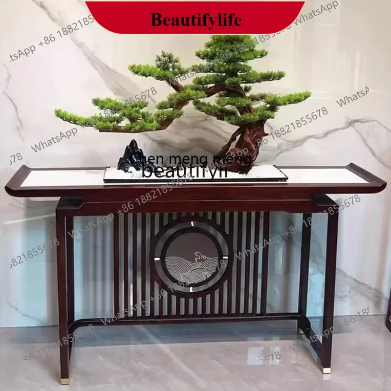 

G153 S New Chinese-style entrance table light luxury living room wall view table ebony wood strip slate