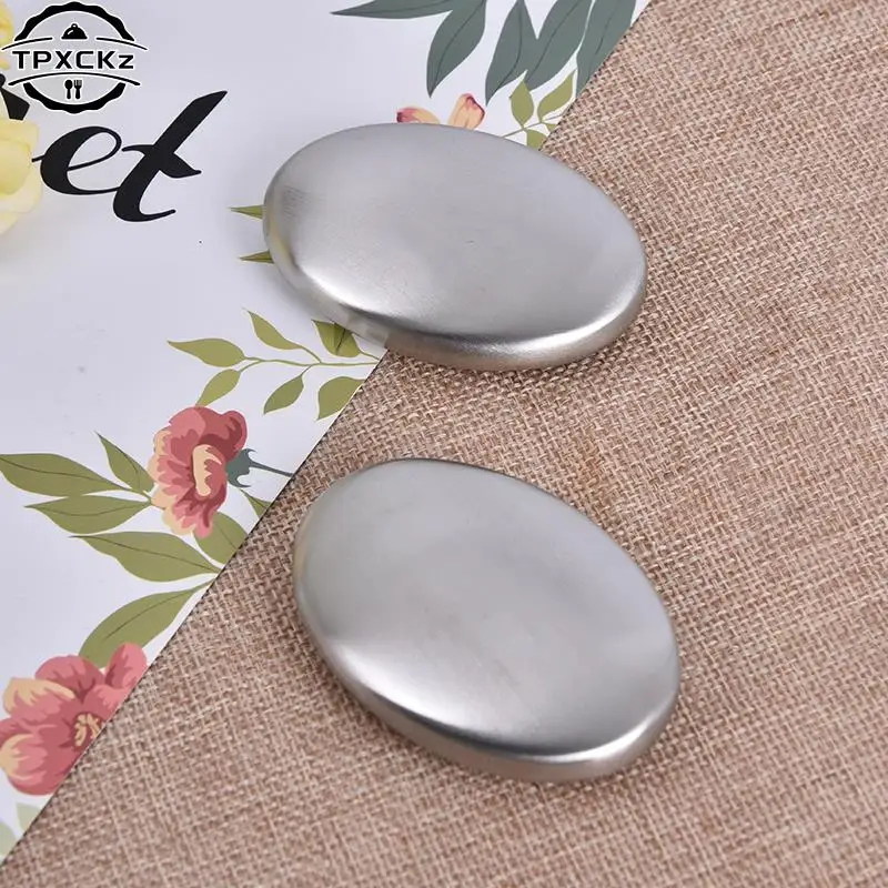 1pc Stainless Steel Soap Oval Shape Deodorize Smell From Hands Retail Magic Eliminating Odor Kitchen Bar Chef Soap
