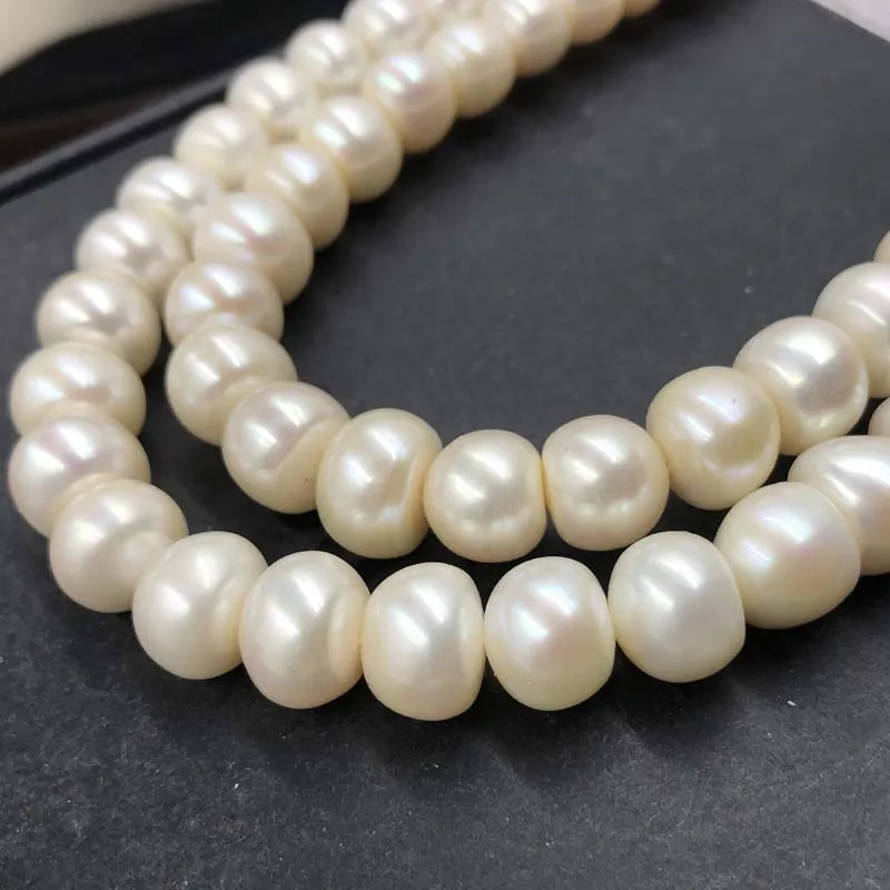 [ELEISPL  3 Strands 11-12mm Bread Shape Fresh Water Loose Pearl Strings  #22010292
