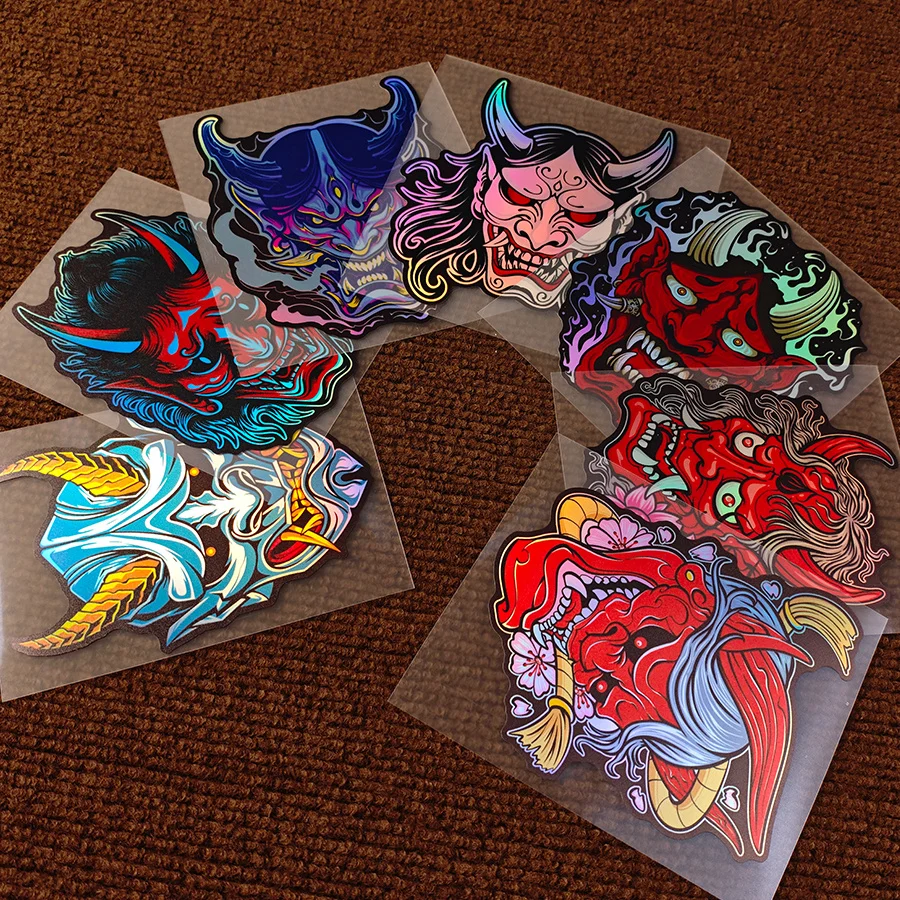 JDM Hannya Mask Decal 1Pcs Japanese Noh Demon Face Sticker for Car Motorcycle Laptop Furniture Home Appliance Decor