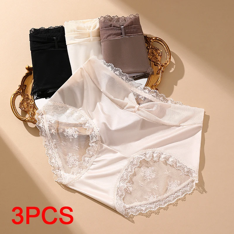 3Pcs Women's Lingerie Lace Underwear for Women Fashion Women's Panties Set Transparent Linergie Sexy Briefs Lady Seamless