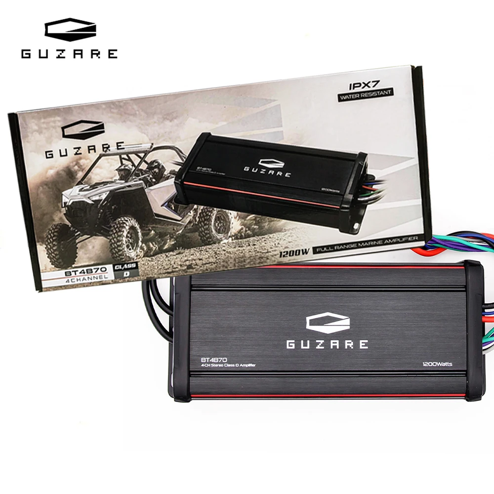 

GUZARE Marine Amp Amplifier Boat with Bluetooth & IPX7 Waterproof,300×4 Channels Peak @4Ohms Speaker,Bridgeable to 200W×2@4Ohms