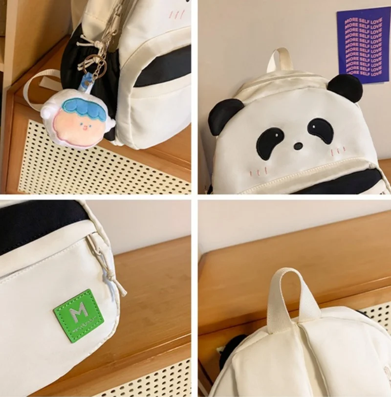 Personalized Name Backpack For Girls, Casual And Versatile Student Backpack For Boys, Campus Cartoon Panda Backpack