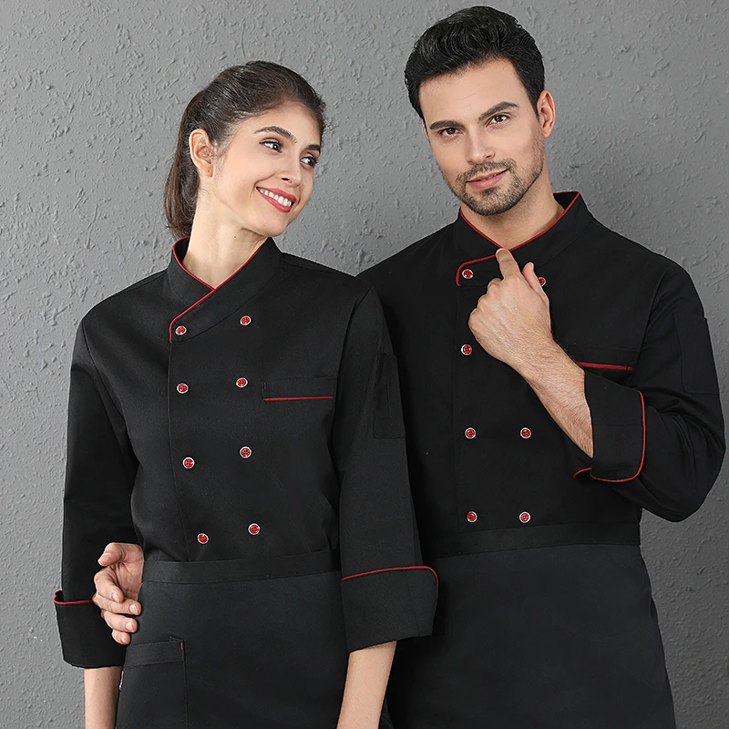 Camisa de Chef para hombre, uniforme de manga corta, chaqueta de trabajo para Chef, abrigo para Hotel, restaurante, cocina, cuello alto, servicio de comida