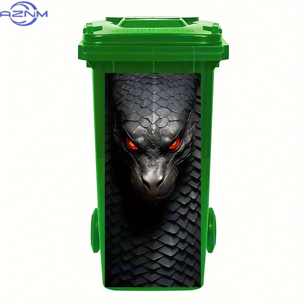 Infernal Serpent - PVC Glue, Water-Resistant & Easily Removable Waste Bin Label, Ideal for Wall Stickers & Dark Fantasy Design