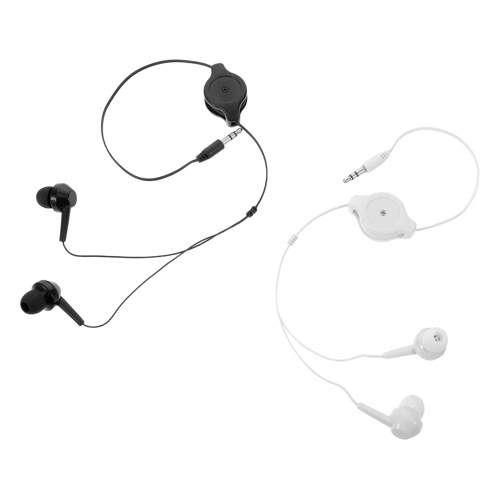 Retractable Wired Earbuds 3.5mm Jack Stereo Earphones, Tangle-Free Portable Travel Headphones for Cell Phones
