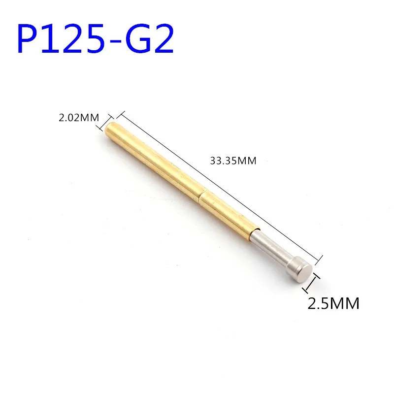 

100PCS/Pack P125-G2 Flat Head Spring Test Pin Outer Diameter 2.02mm Length 33.35mm Used For ICT Testing