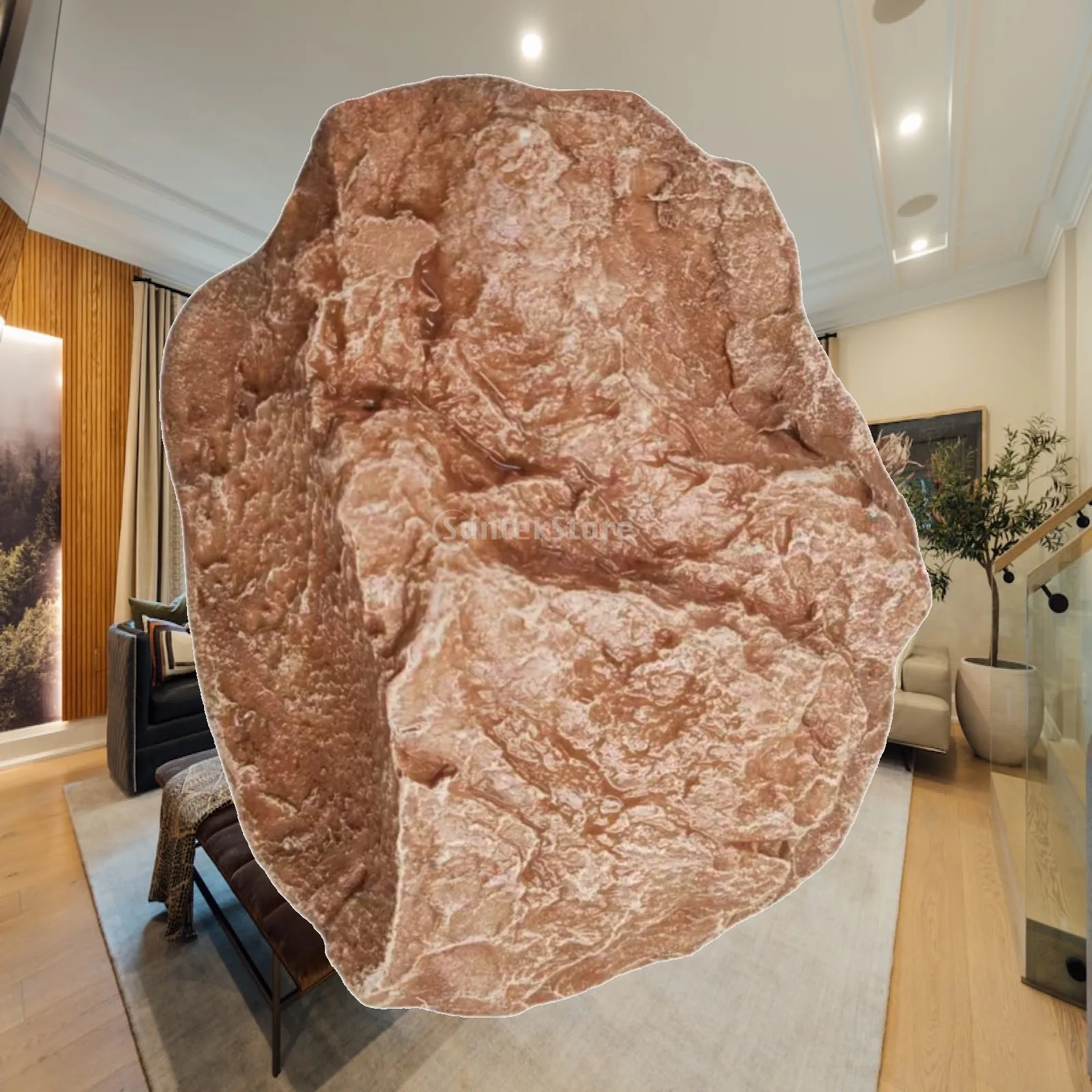 Faux Stone Pond Sandstone Appearance Fiberglass Rock for Garden Stage Pathway Courtyard Decoration