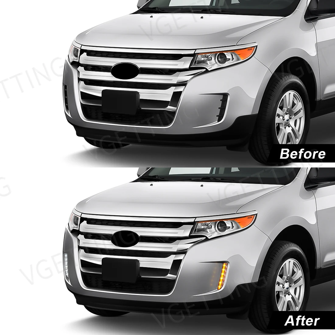 For Ford Edge 2009 2010 2011 2012 2013 2014 Start-Up Animation LED Daytime Running Light Two-color streamer Turn Signal Lamp12V