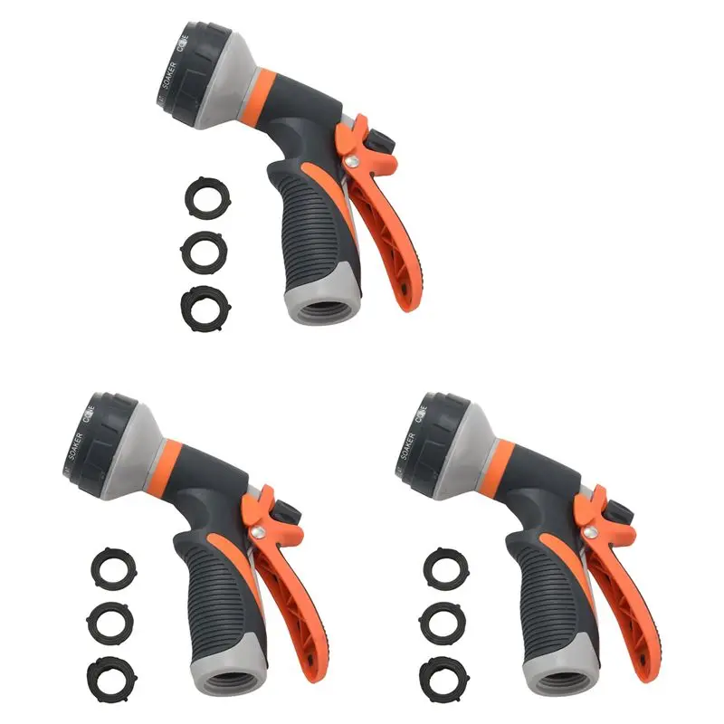 A93E-3X Hose Nozzle Garden Hose Nozzle Hose Spray Nozzle Leak Free High Pressure Heavy Duty 8 Pattern