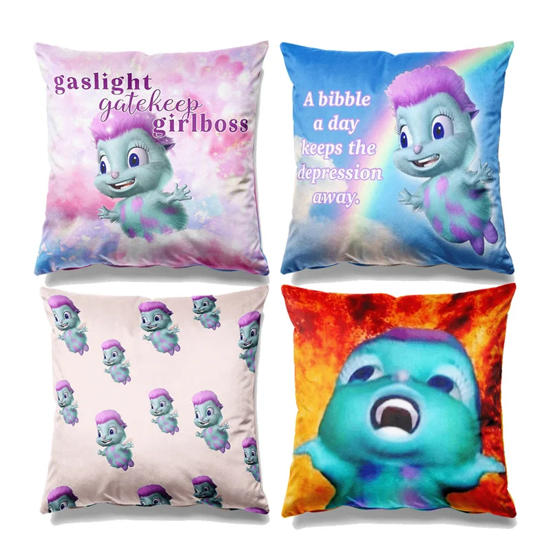 Aertemisi Set of 4 Bibble Beliefs Happiness  Bibble Motto Square Throw Pillow Cushion Covers Cases Pillowcases 45cm x 45cm