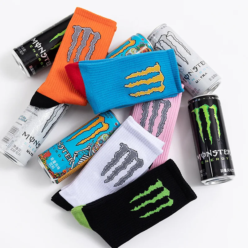 5 ペア モンスター エナジー ソックス メンズ レディース スポーツ ソックス ストリート スタイル ヒップホップ