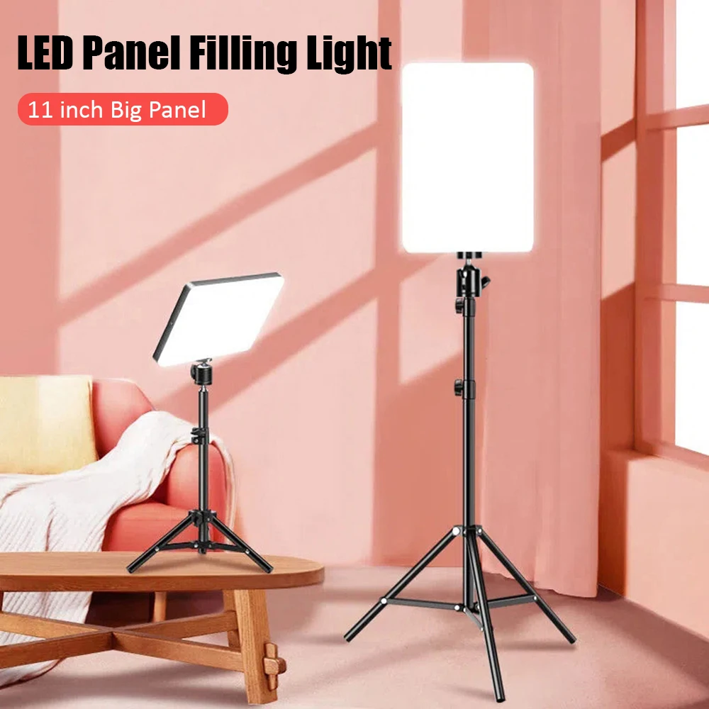 ZOMEI 11 Inch Dimmable LED Video Fill Light Lamp Key Lighting Panel with 110cm Tripod Stand 39cm Extension tube for Photography