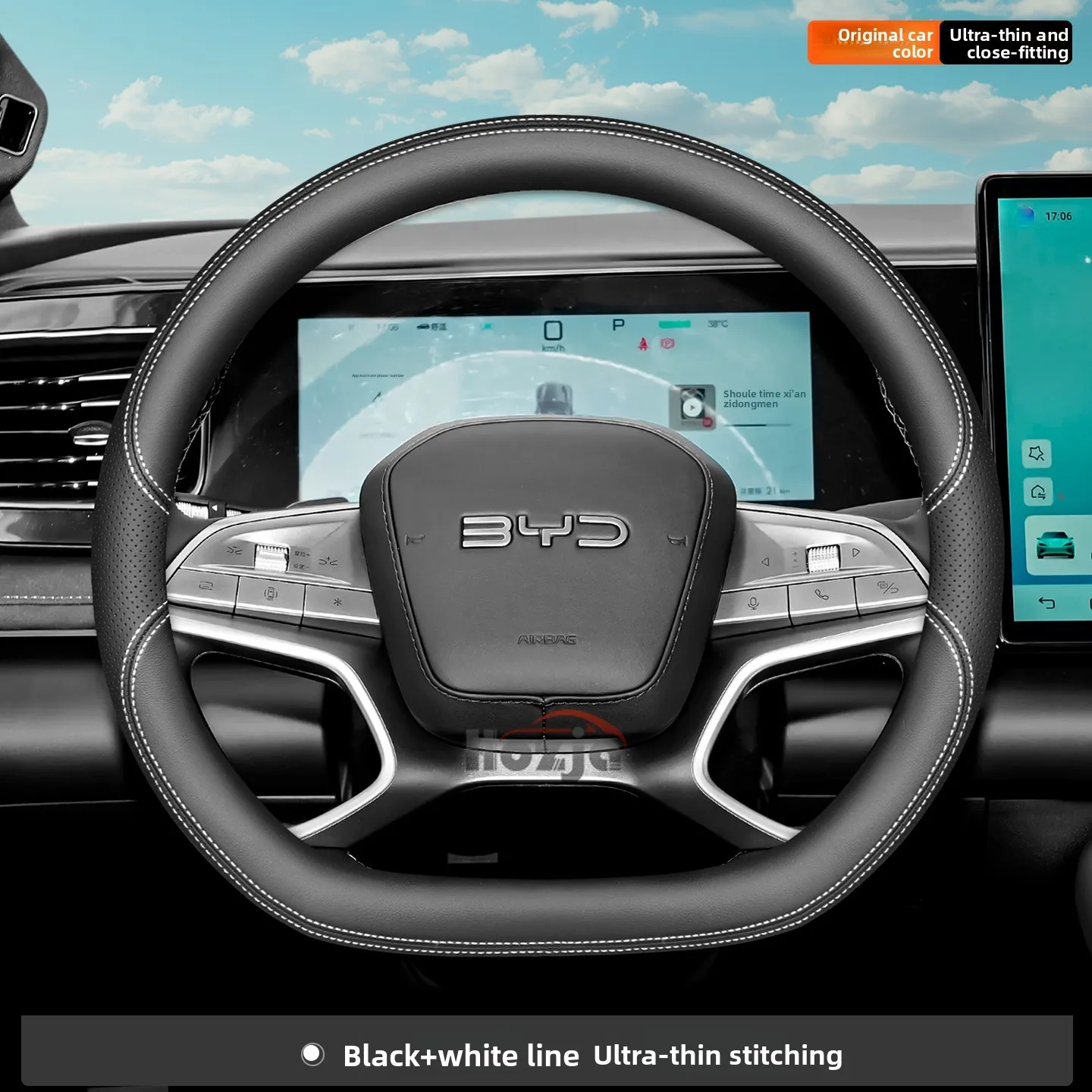 

Leather Car Steering Wheel Cover for BYD Dolphin 2023 2024 2025 2026 Accessories