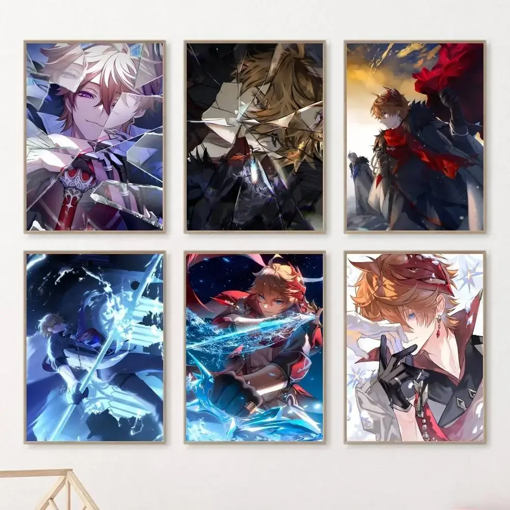 Anime Game Genshin Impact Tartaglia Childe Posters HD Print Vintage Wall Art Decor for Home Study Room