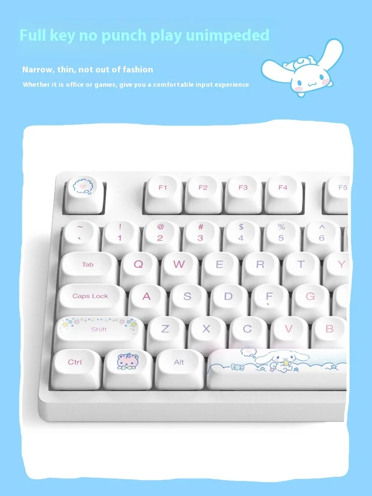 Imagem -04 - Akko Cinnamoroll Teclado com Fio Mecânico Teclado de Jogos dos Desenhos Animados Hot Swap Presente para Meninas Computador de Escritório 3087