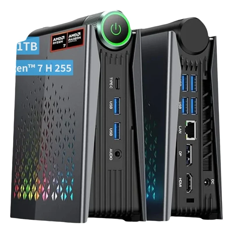 ACEMAGIC Mini-PC AMD Ryzen 7 H225 Gaming-PC 32GB LPDDR5 1TB SSD Windows 11 Pro Dreifach-4K-Display Kleiner Desktop-Computer WiFi 6