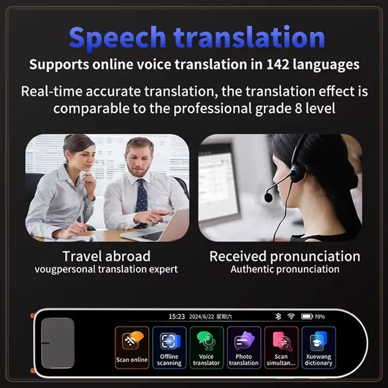 Reliable-A29S 142 Languages Voice Scan Translator Pen Real Time Language Translator Dictionary Translation Business Abroad,A29S