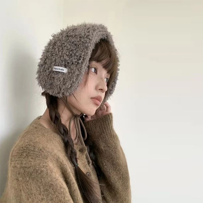 Paraorecchie invernali in pizzo peloso coreano Paraorecchie invernali spesse e calde per le orecchie invernali Nuovi accessori invernali per copriorecchie da donna creativi