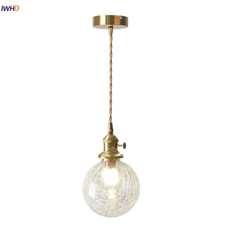 

IWHD Modern Simple LED Pendant Light Fixtures Bedroom Living Room Clear Globe Glass Adjustable Bedside Lamp Luminaire Suspendu