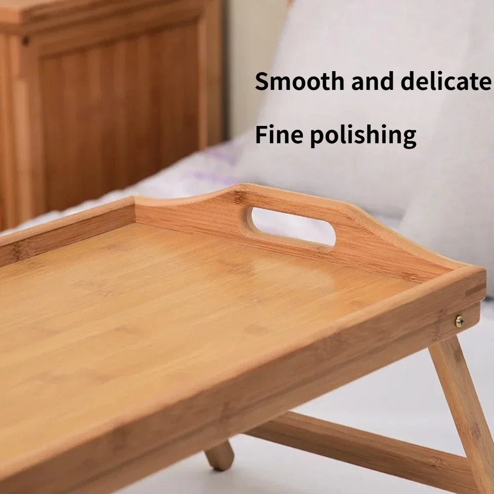 Snack Tray Wooden Tray on The Bed Snack Storage Table Portable Foldable Bamboo Table Large Capacity Foldable Bed Dining Table