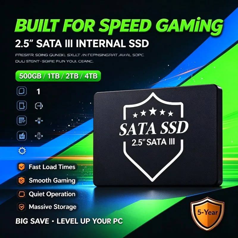Hard Drive Disk Internal Solid State Drive New High Speed SATA 3 2.5 Inch 2TB 4TB 500GB 1TB For Desktop Laptop Gaming PCs.