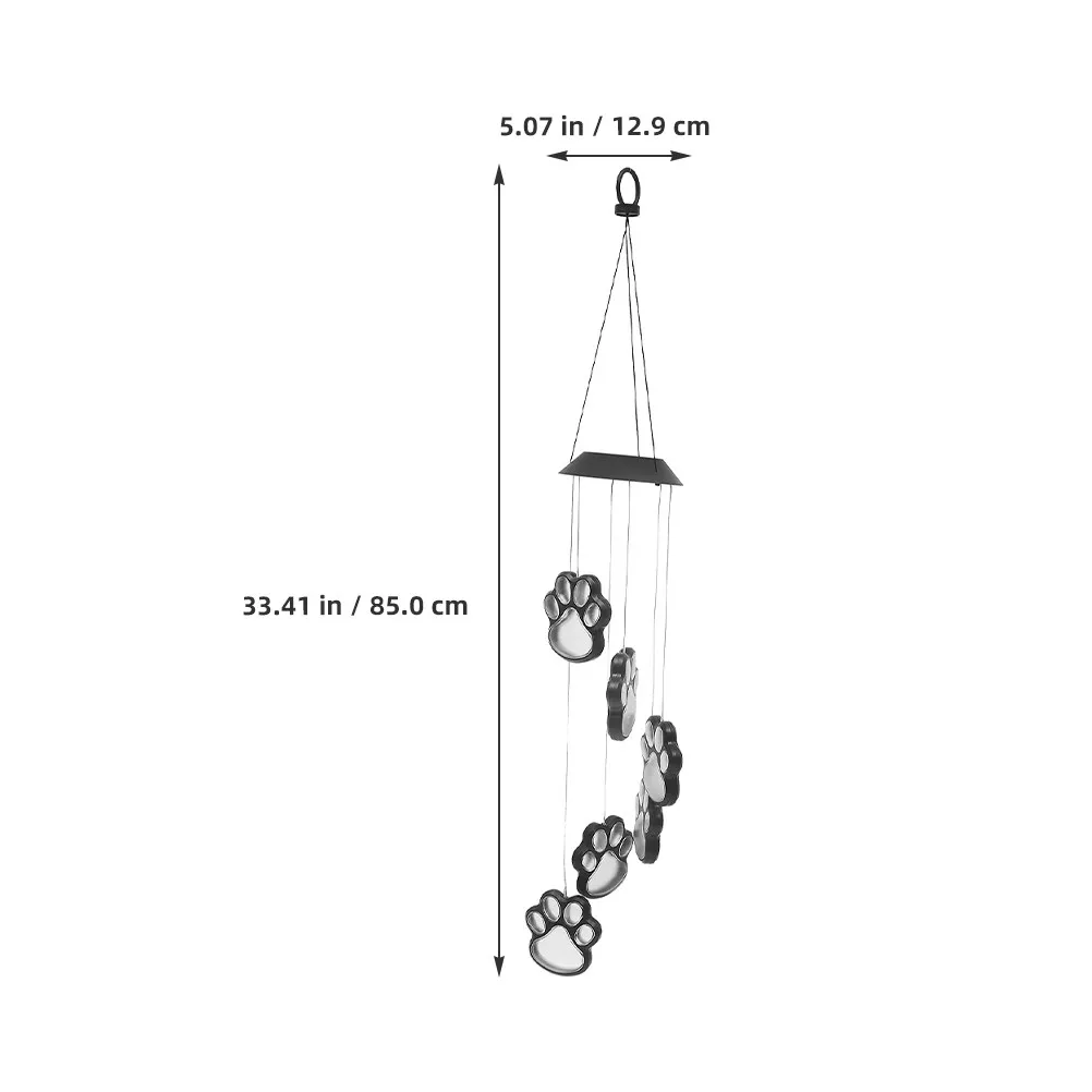 2 Sets Solar Lights Patio Decorative Wind Chime Garden Chimes Hanging Ornament Balcony Paw Decorations Backyard