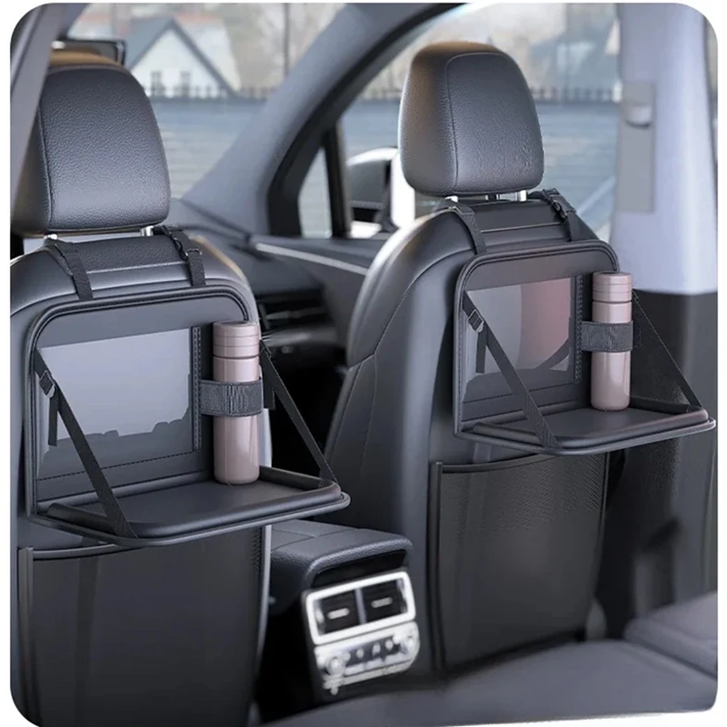 Super Sale Car Seat Back Organzing with Foldable Table Tray and PU Leather Finish for Rear Seat Cup Holder Universal Phone Pocke