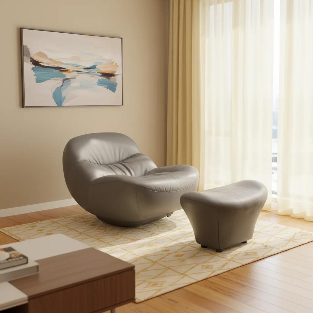 #Modern Leather Swivel Tufted Armchair For Living Room Dining Outdoor & Villa Use