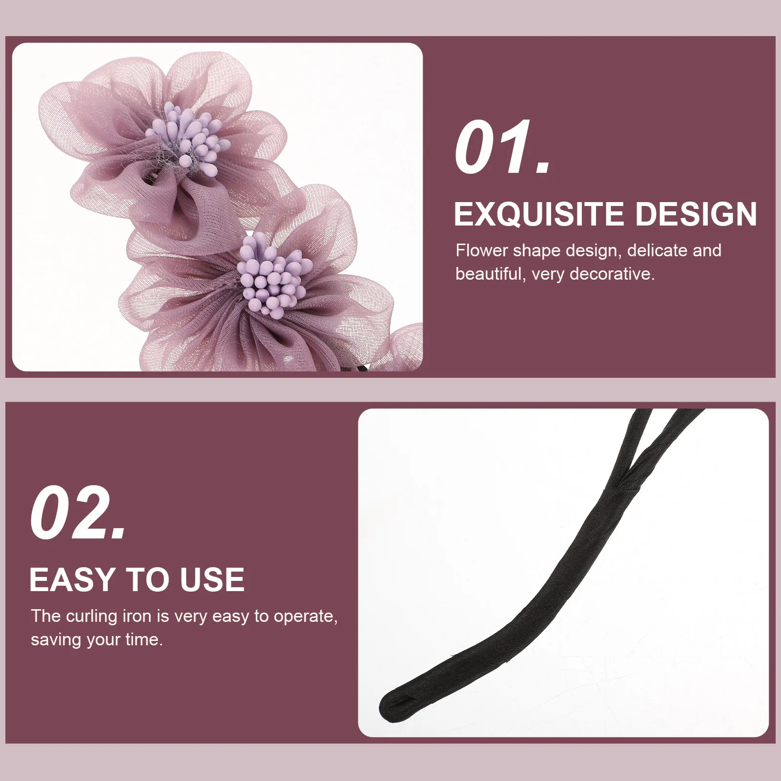 

Набор из 3 элегантных органзовых ободков для пучка с цветами для женщин, аксессуар для легкой укладки волос для школы, дома, офиса, фестивалей, для ленивой укладки