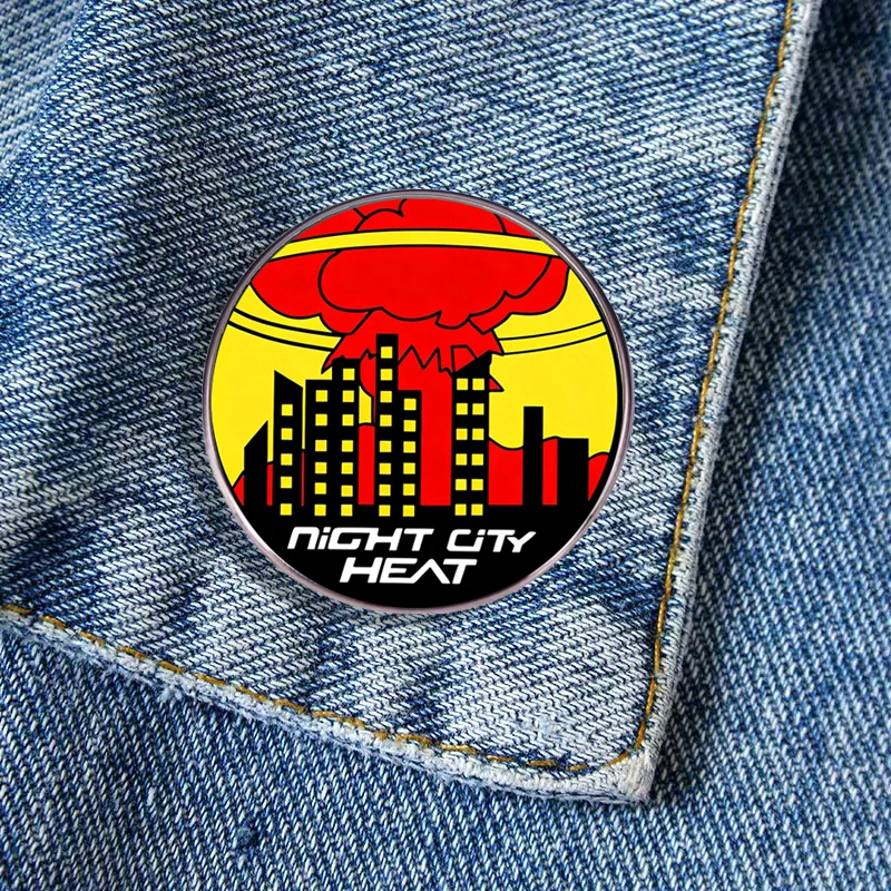 Punk 2077 Theme Brooch Game Peripheral Night City Badge Nuclear Explosion City Backpack Fashion Jewelry Clothing Accessories