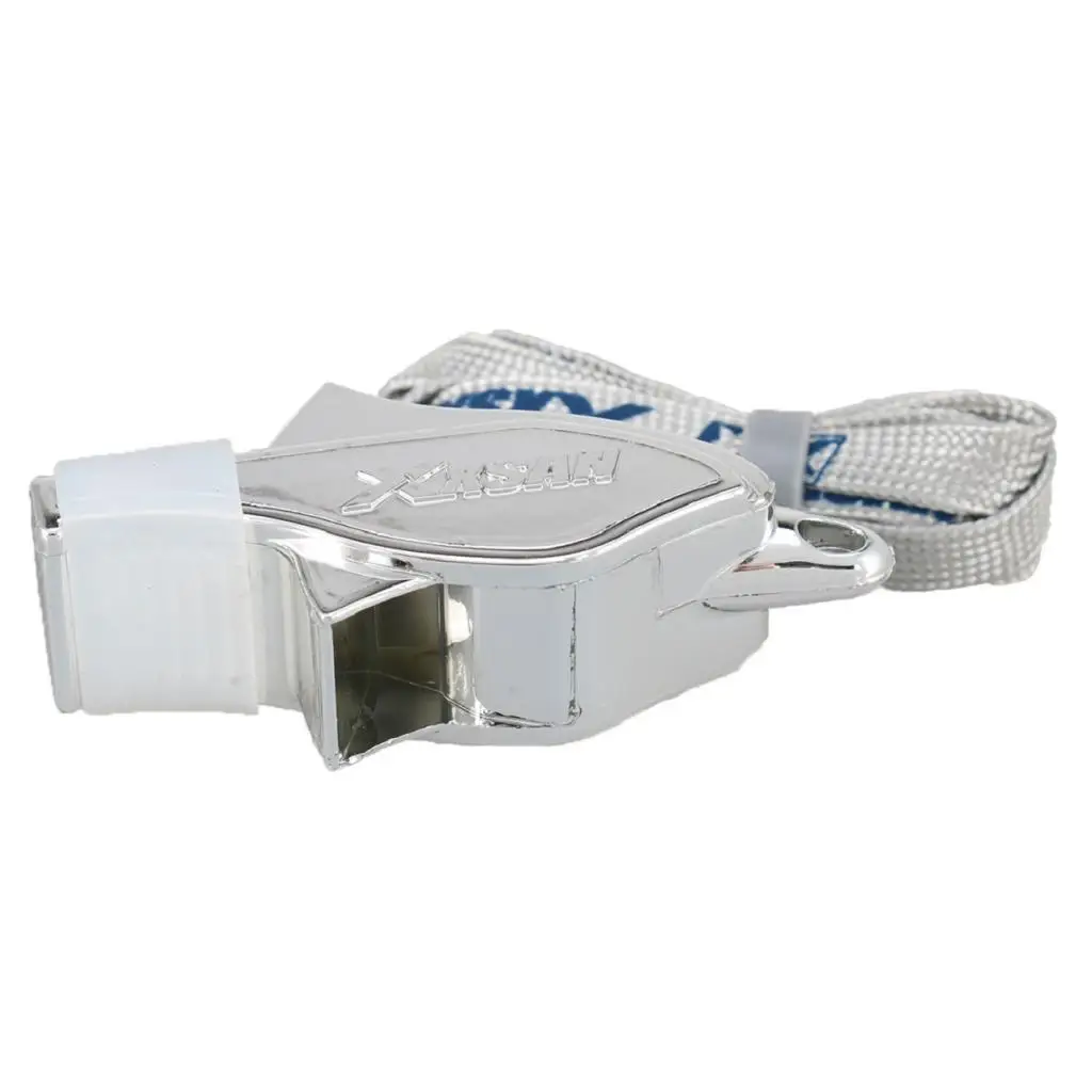 صفارة معدنية مصنوعة من خليط معدني مع حبل للتدريب على حكم بصوت عالٍ للغاية في حالات الطوارئ، صفارة رياضية خارجية لمباراة كرة القدم المدرسية