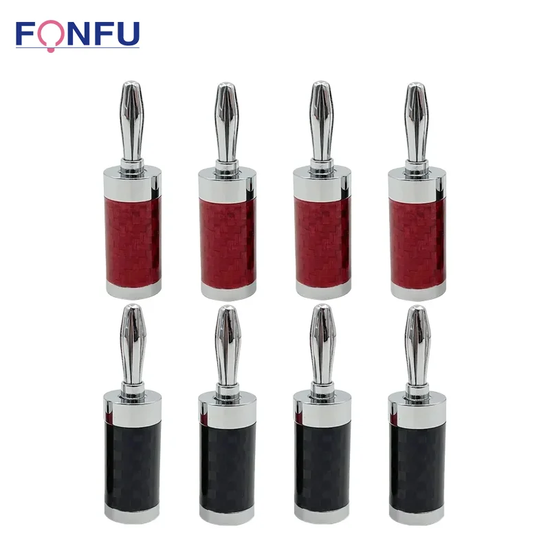 

8Pcs 4mm HIFI New Rhodium Plated Carbon Fiber Speaker Cable Banana Male Terminal Jack Plug Audio Connector