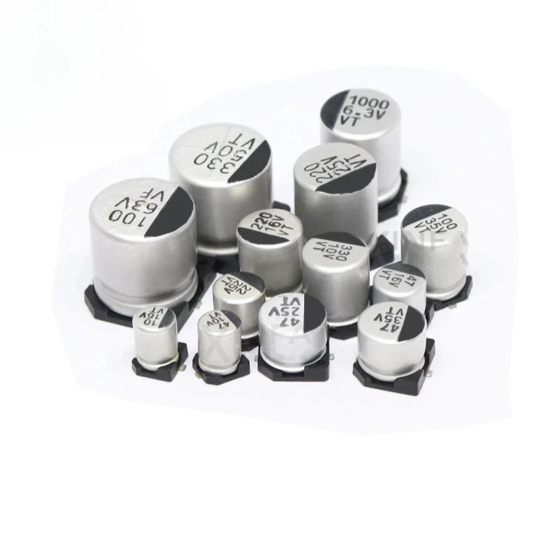 50 шт. электролитический конденсатор SMD, алюминиевый 6,3 В 10 В 16 В 25 В 35 В 50 В 63 В 100 В 400 В 1 мкФ 4,7 мкФ 10 мкФ 47 мкФ 100 мкФ 470 мкФ 680 мкФ 1000 мкФ