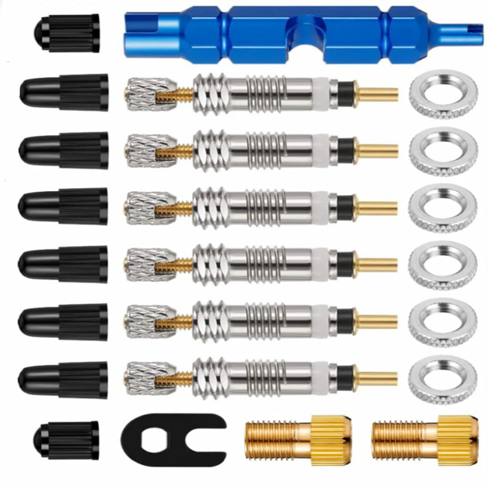 

24pcs For French Valve Core Set Nozzle Converter Mountain Bike Maintenance Tools Accessories Lightweight