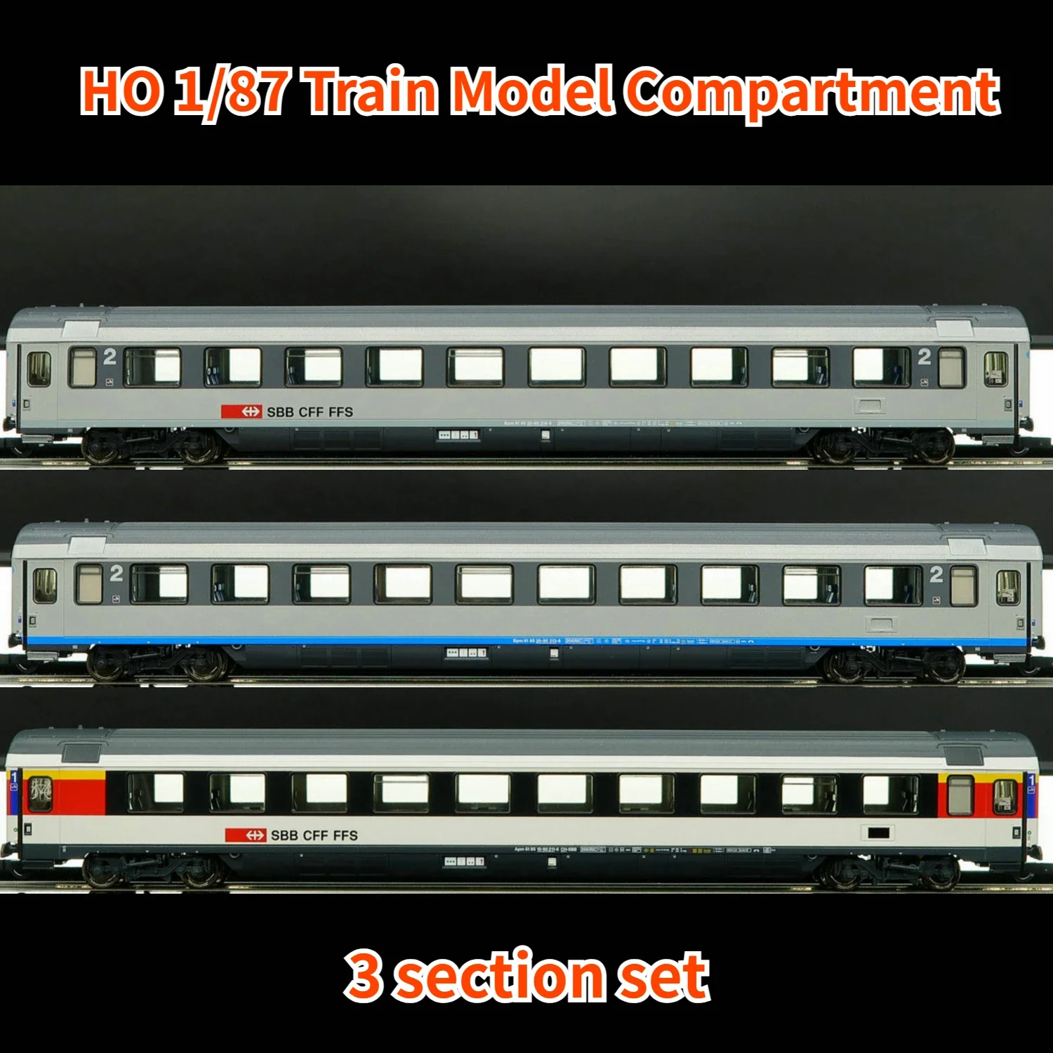 

Train Model European ROCO HO Type 1/87 74022 EC Passenger Compartment Three Sections SBB Modern Painted Train Model Toy